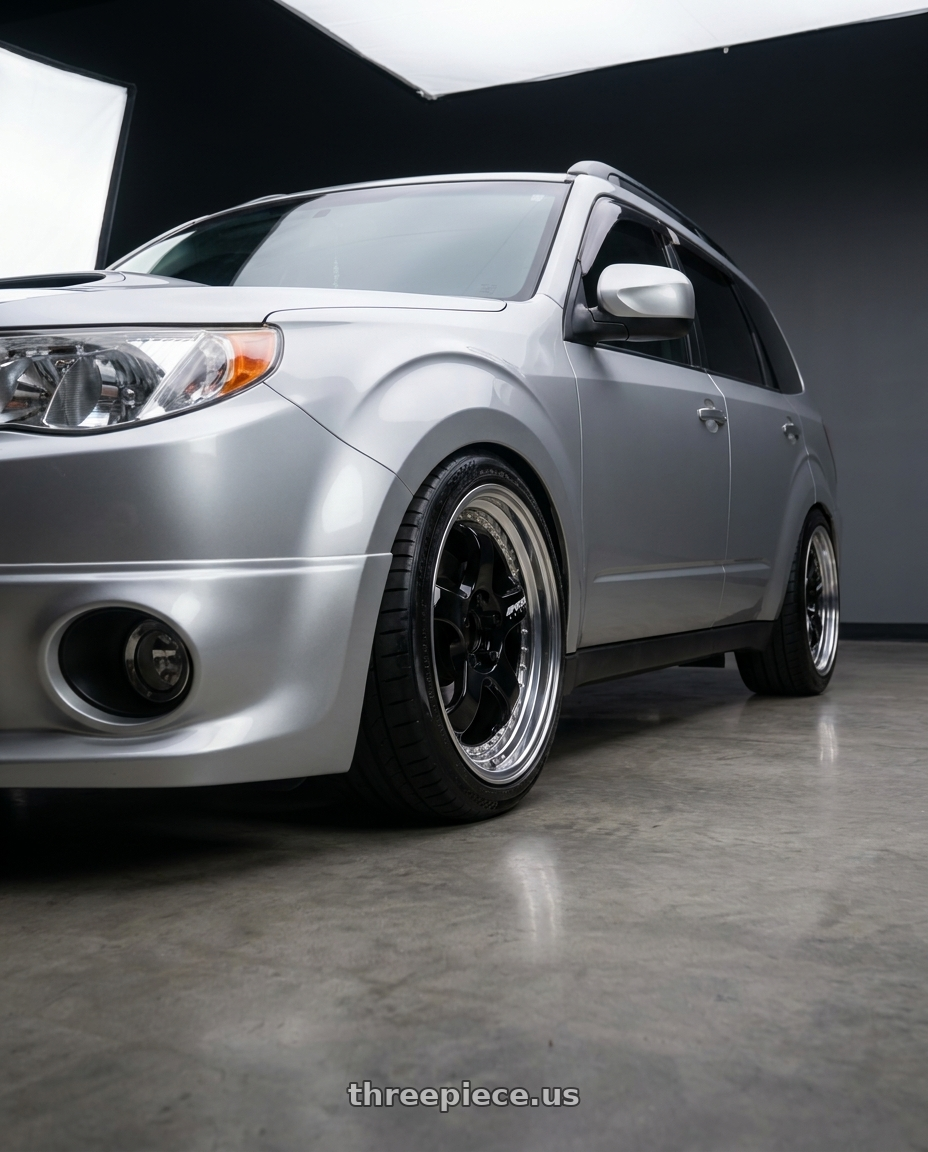 2010 Subaru Forester XT with Work Meister S1 3P 5x100 18x7.5+37 R Disk Black wheels