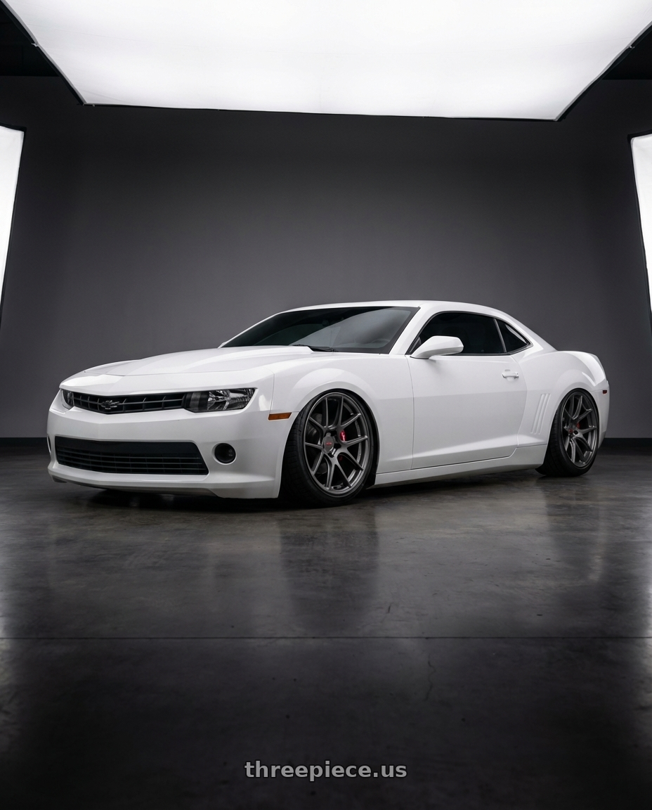 2014 Chevrolet Camaro 5th Gen with Gram Lights 57FXZ Overseas Model 5x120 20x10.5+25 Matte Graphite wheels