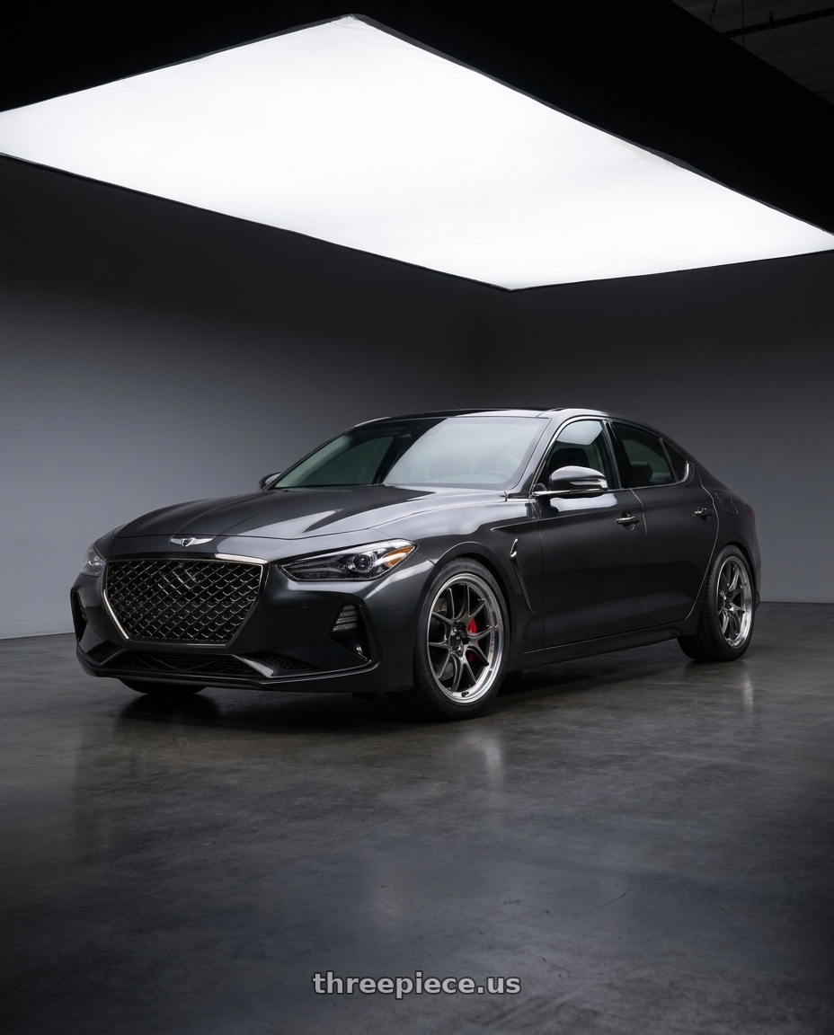 2019 Genesis G70 with Konig 47MC Hypergram 5x108 18x8.5 +43 Metallic Carbon Machined Lip wheels