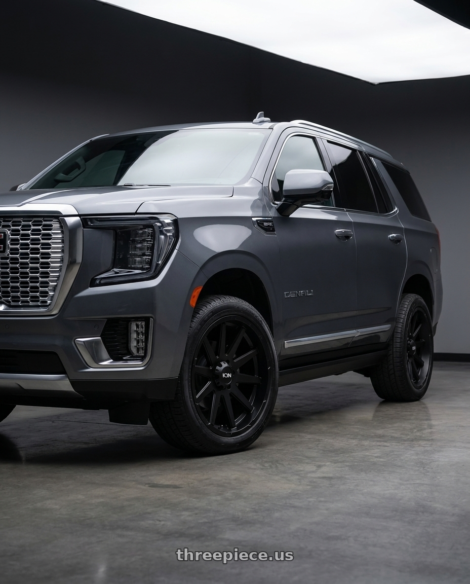 2021 GMC Yukon Denali with Ion Type 143 6x139.7 20x9+18 Matte Black wheels