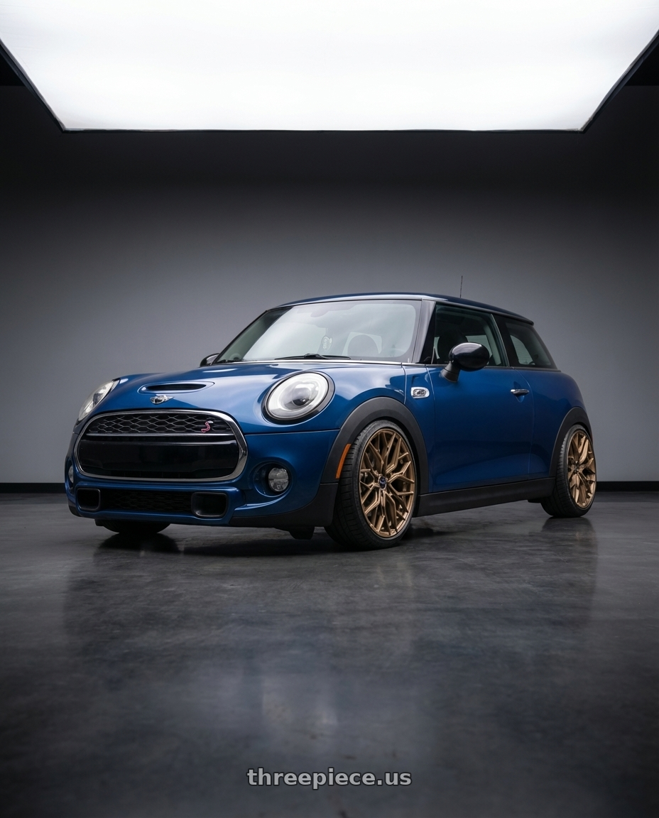 2016 Mini Cooper S Blue with F1R FS3 5x112 18x8.5 +35 Matte Bronze wheels