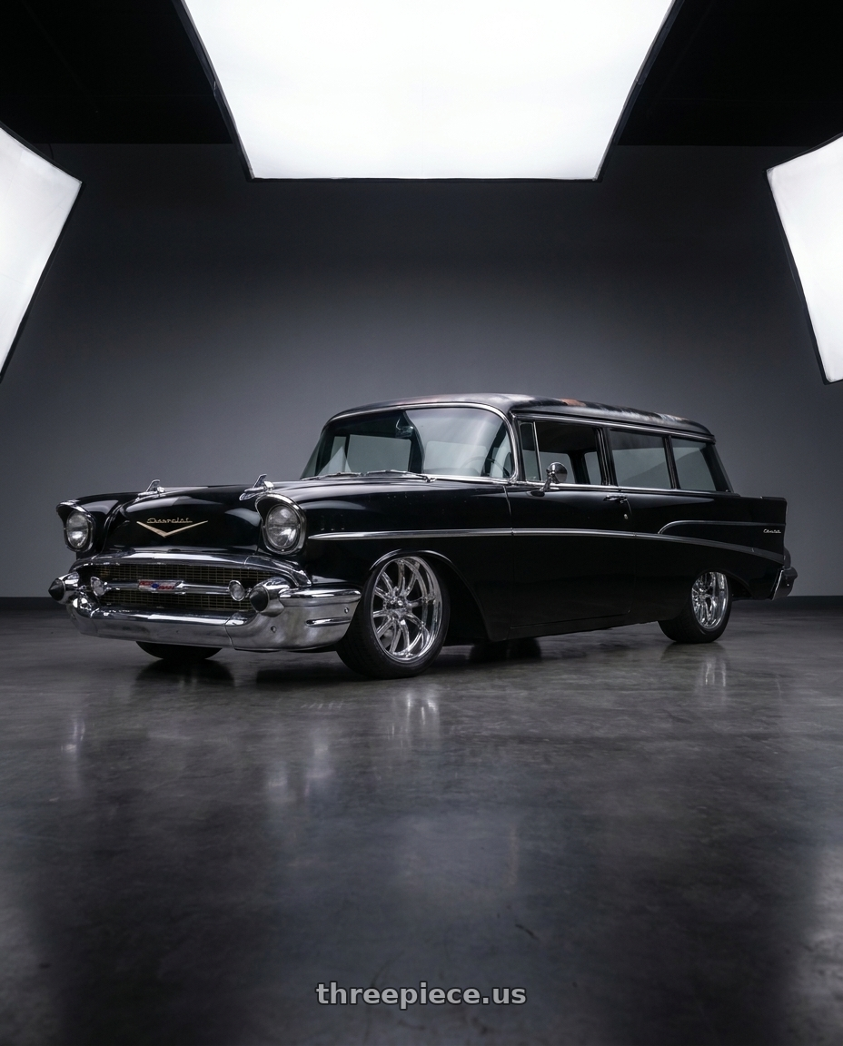 1957 chevrolet handyman with Ridler Type 650 5x120.65 18x8+0 Chrome wheels