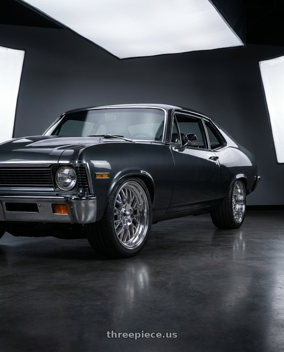 1970 Chevy Nova with Ridler Type 607 5x114.3 18x9.5+6 Polished wheels