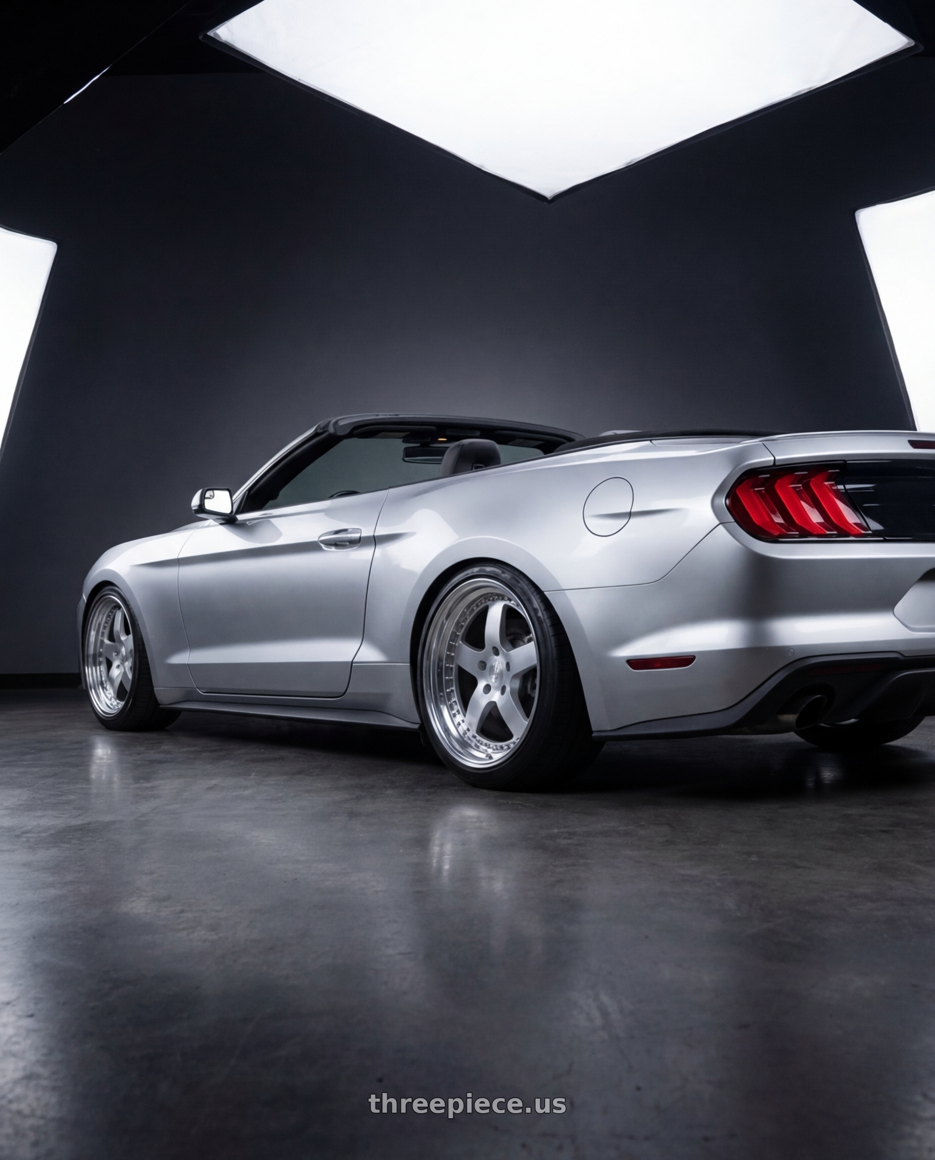 2018 ford mustang with Heritage Wheel NIKKO wheels rear three quarter view slight stretch tires