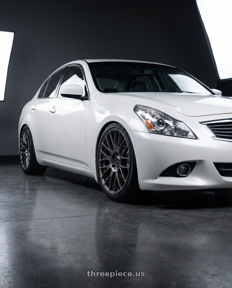 2014 Infiniti G37 Coupe with Ssr Gtv04 5x114.3 19×8.5x8.5+38  METALLIC GRAY wheels