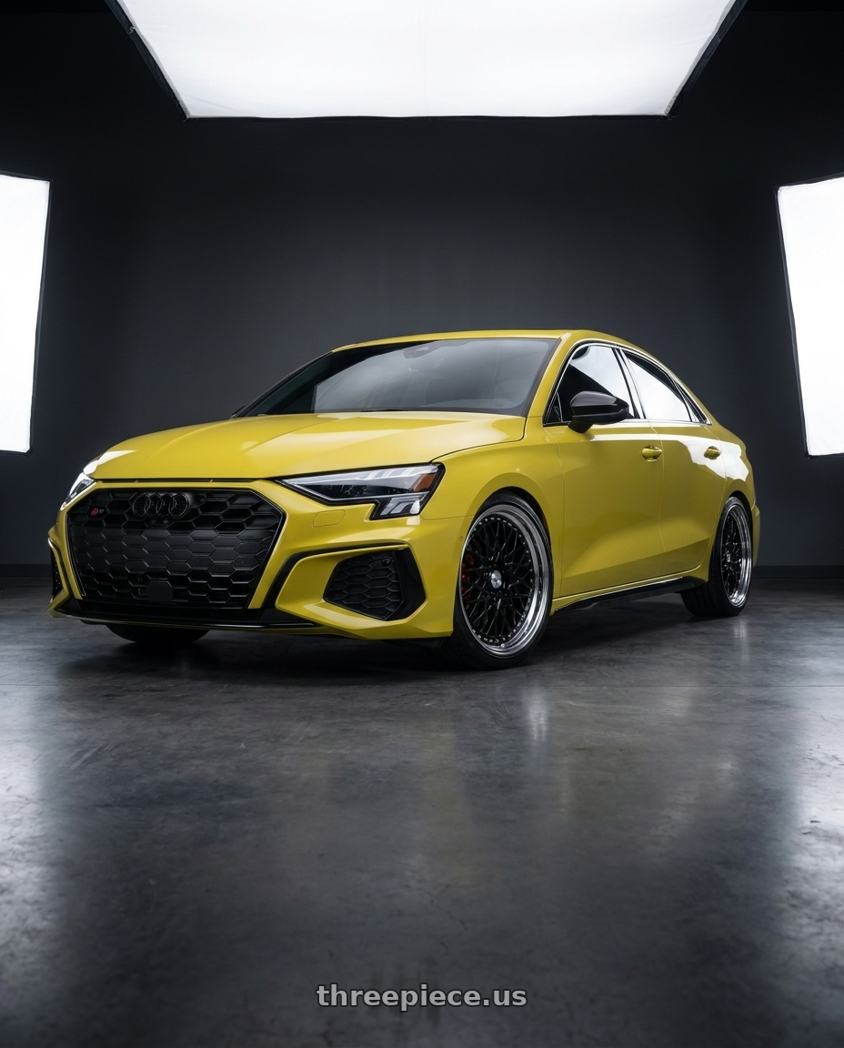 2023 Audi S3 with Work Gran Seeker Ccx 5x112 19x8.5+45 O Disk Black wheels