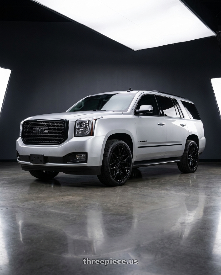 2020 gmc yukon denali xl with O.E. Revolution 158 6x139.7 22x9 +24 Gloss Black wheels