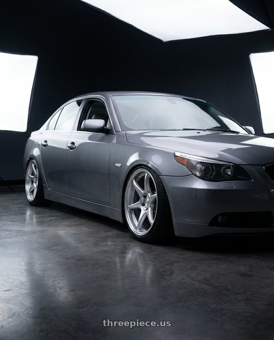 2004 Bmw E60 with Kansei K11S Tandem 5X120 19x9.5 22 Hyper Silver wheels