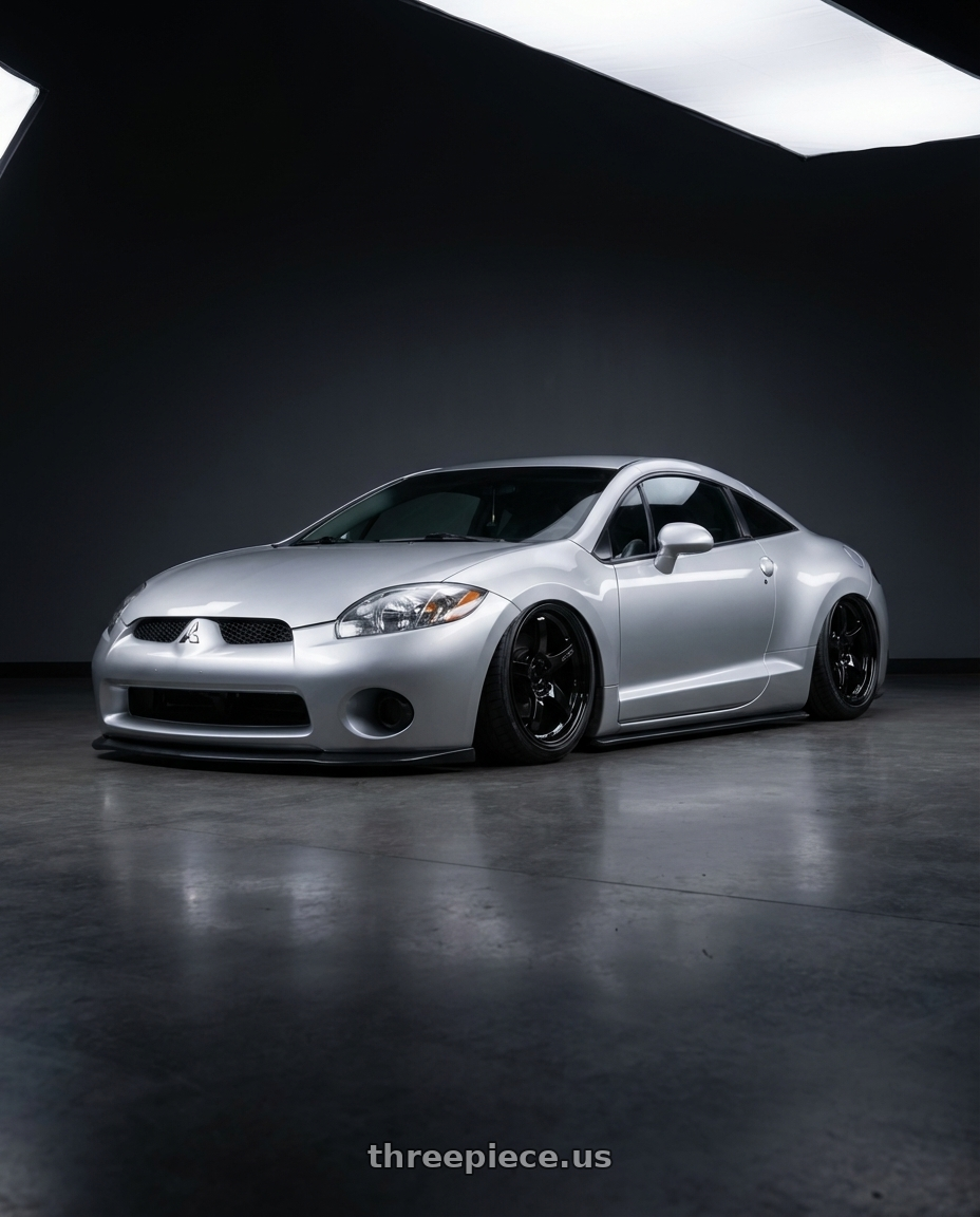 2010 Mitsubishi Eclipse with Gram Lights 57CR 5x114.3 19x8.5+45 Glossy Black wheels