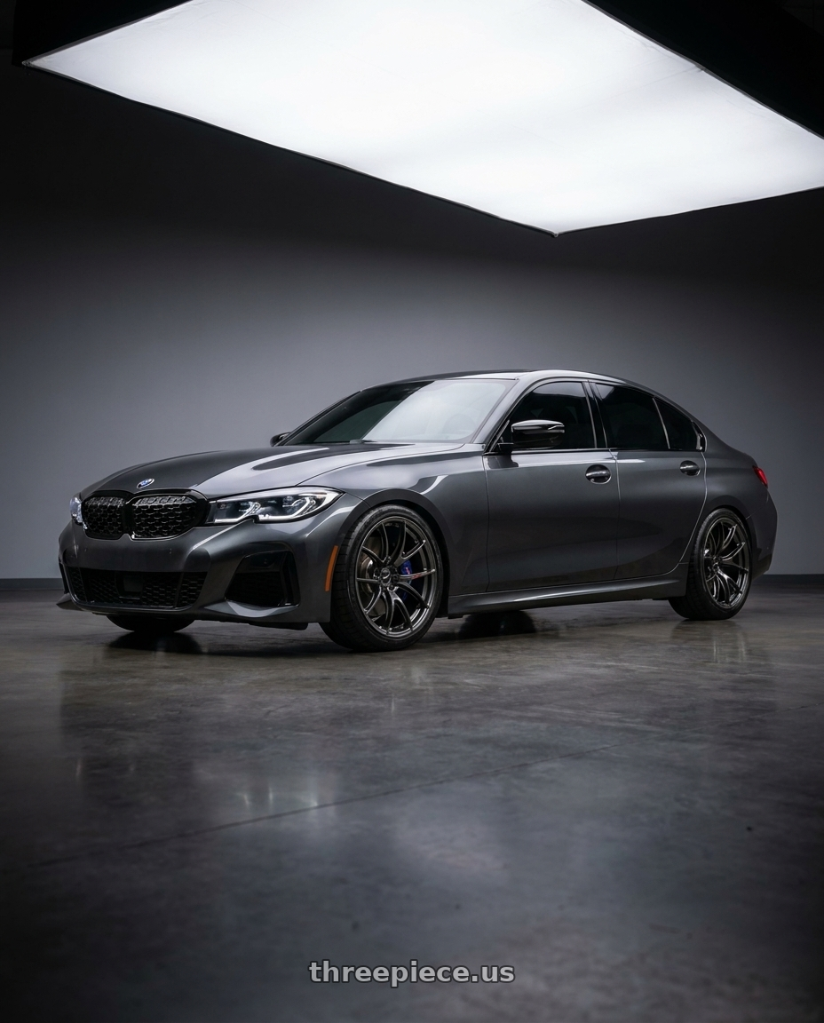 2021 bmw m340 with Work Emotion Zr10 5x114.3 17x8 +47 Glim Black Diamond Rim cut wheels