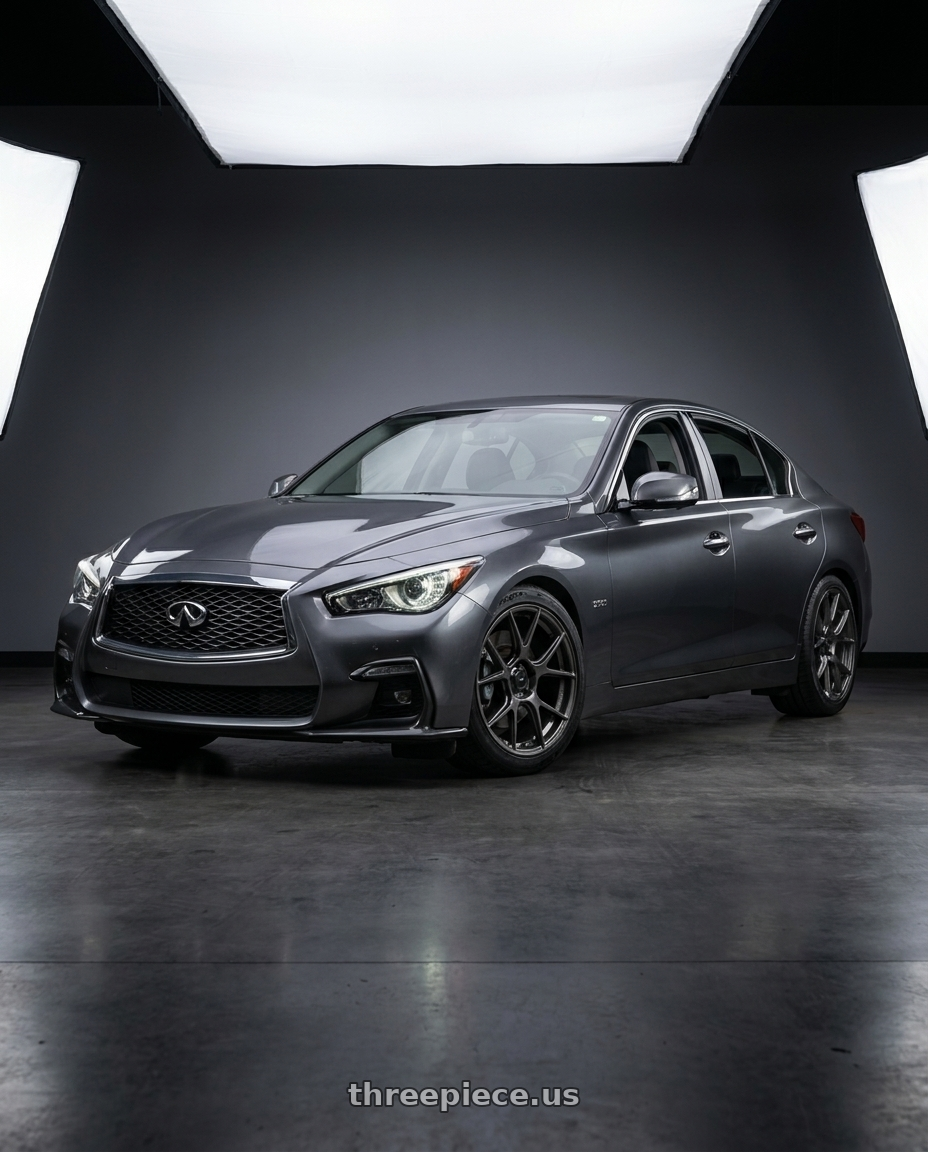 2021 Infiniti Q50 Red Sport with Konig Ampliform 5x114.3 19x8.5+30 Dark Metallic Graphite wheels