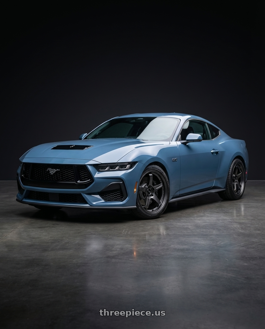 2024 ford mustang GT with Advan Racing GT for PORSCHE 5x130 18x8.5 +50 RACING TITANIUM BLACK wheels