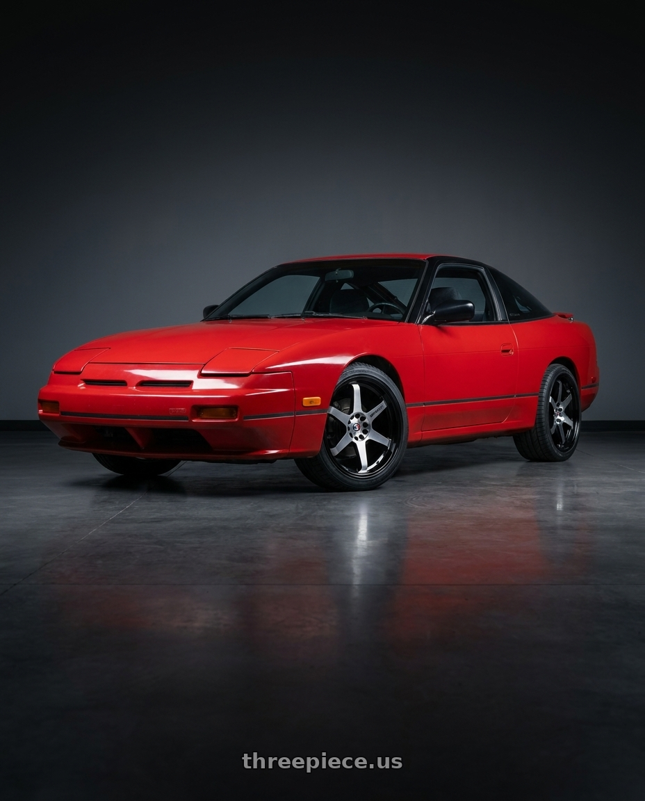1993 nissan 240sx with Spec-1 SPT-33 blank 4x/5x 18x9.5 +42 Gloss Black & Machined wheels