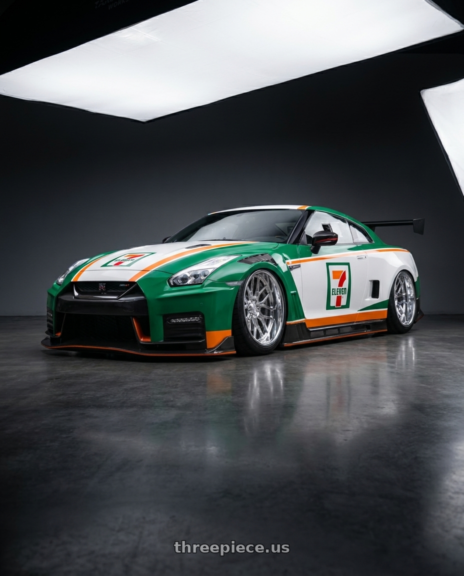 2025 NISSAN GT-R NISMO GT3(TARMAC WORKS × 7-ELEVEN TAIWAN 7-11限定紀念車) with Axe AF6 Forged 8x170 22X12 -44 FULLY POLISHED wheels