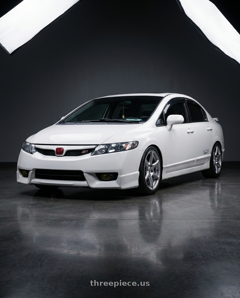 2008 Honda Civic SI with Kansei K11S Tandem 5x114.3 17x9 35 Hyper Silver wheels