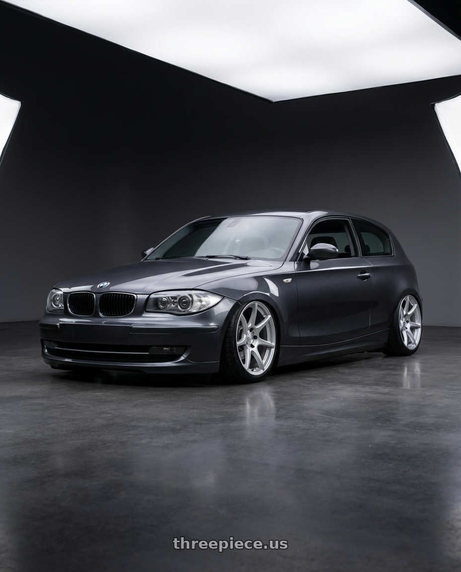 2012 BMW 1 Series E82 with Kansei K11S Tandem 5X120 19x10.5 22 Hyper Silver wheels