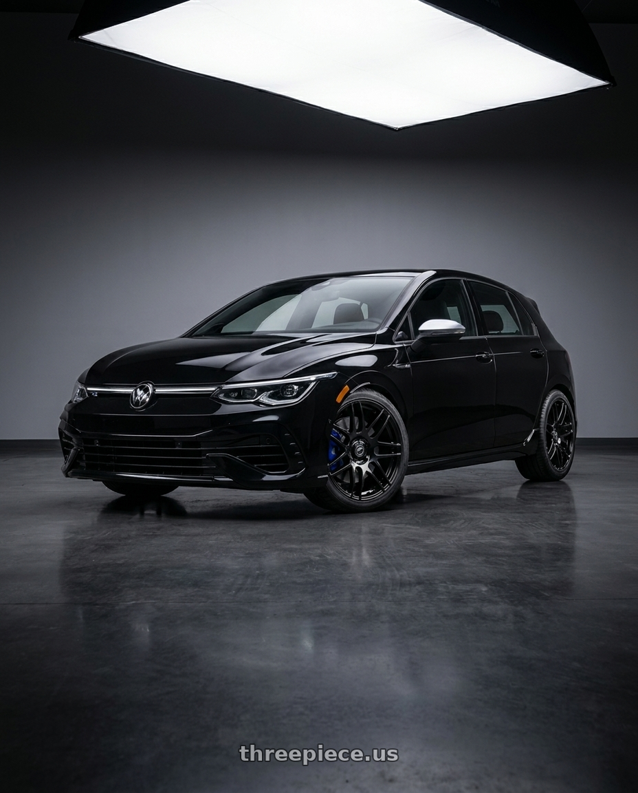 2022 Volkswagen Golf R with Forgestar F14 5x112 17x9 +35 Gloss Black wheels