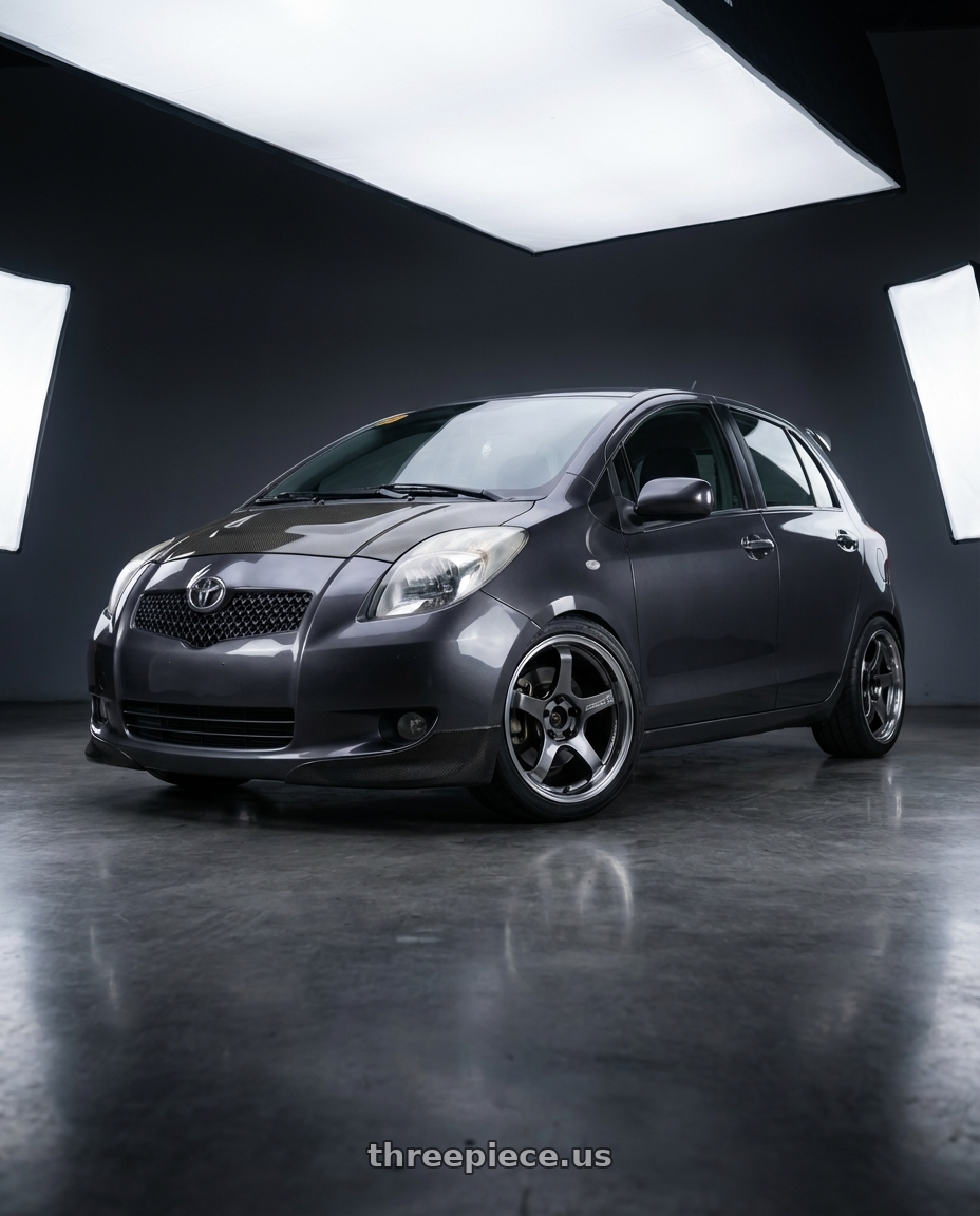 2007 Toyota Yaris with Advan Racing GT BEYOND 4x100 17x7.0 +45 MACHINING & HYPER PLATINUM BLACK wheels