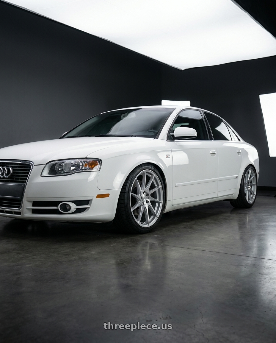 2010 Audi A4 B7 with Aodhan AH09 5x112 18x8.5 +35 Gloss Silver Machined Face wheels
