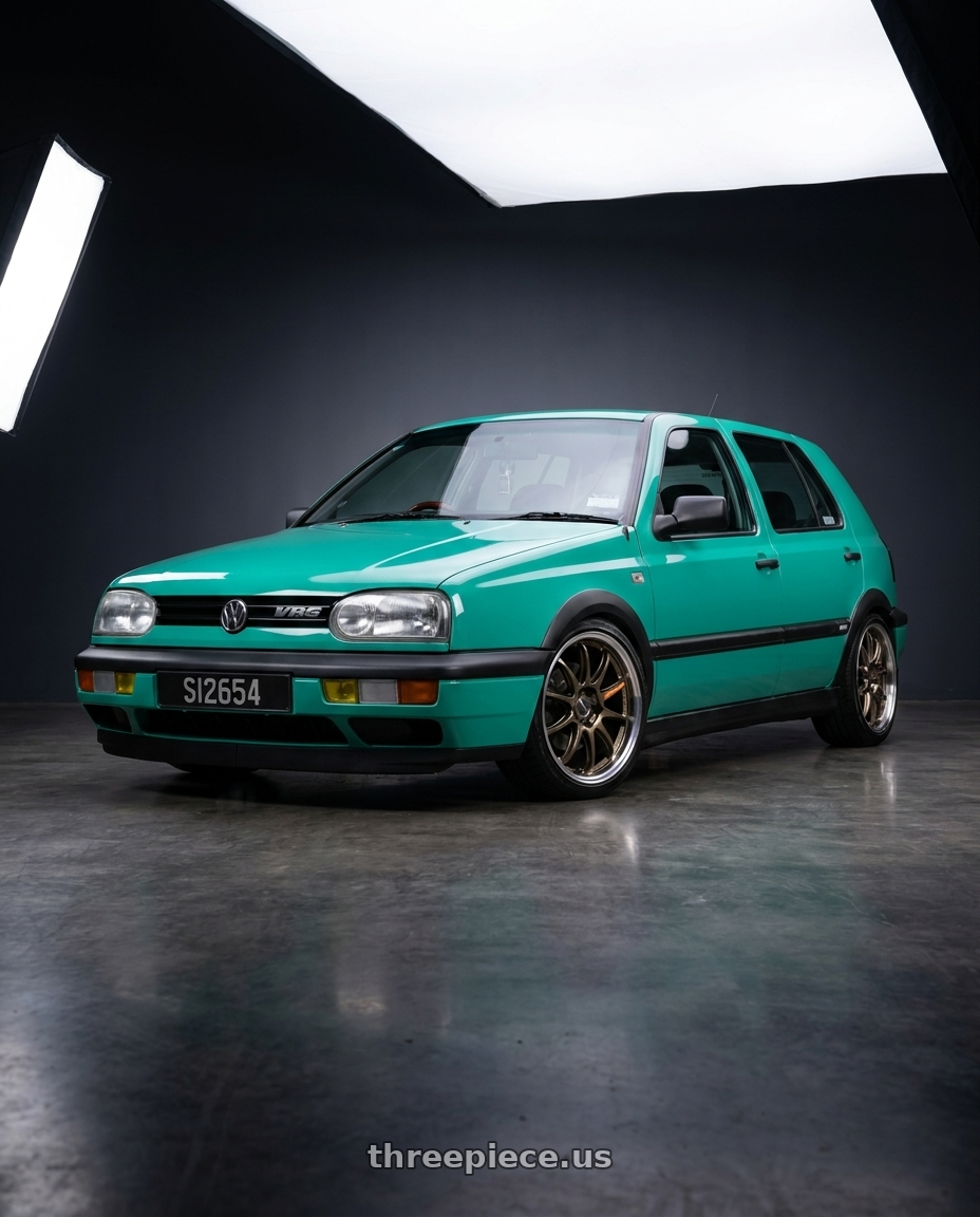vw golf 1993 with Work Emotion Zr10 5x100 17x8 +35 Titanium Diamond Lip Cut wheels