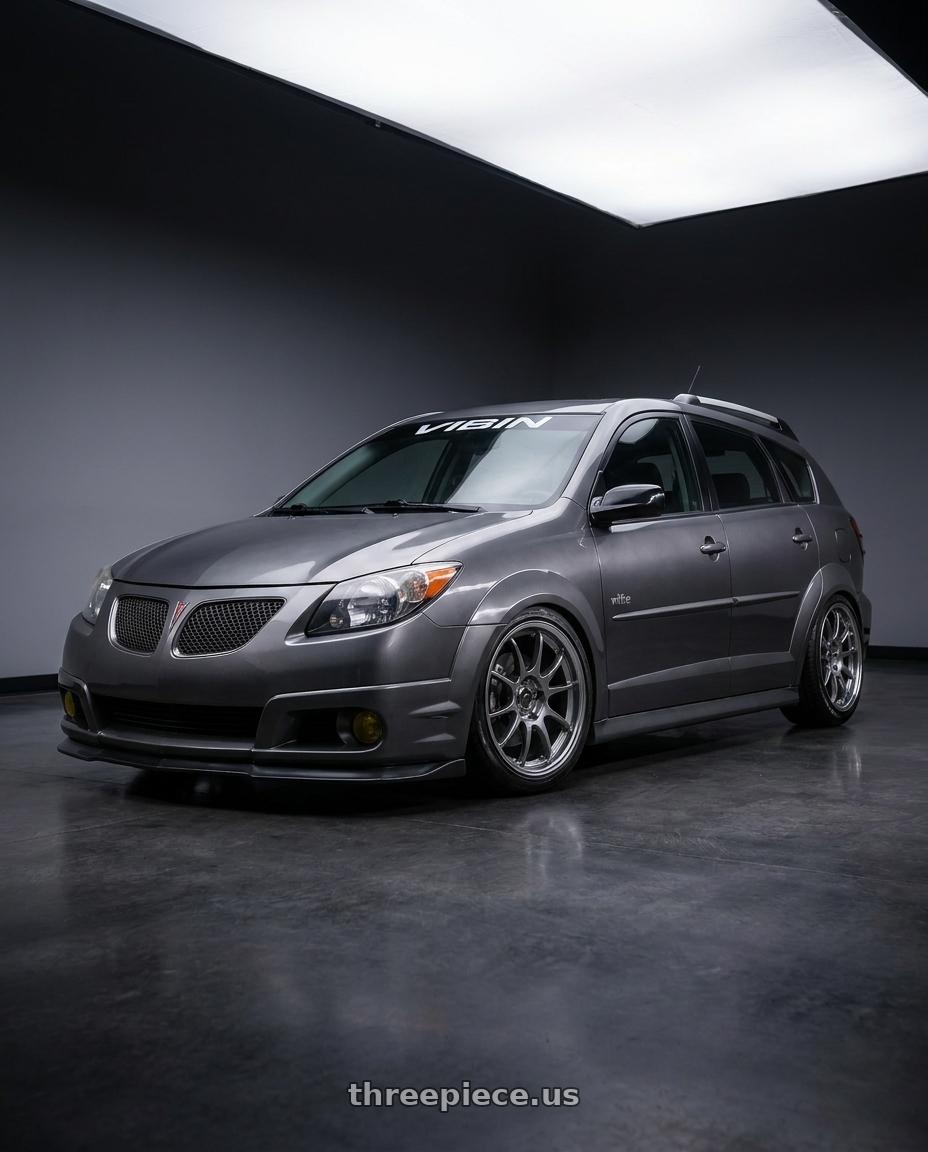 2004 Pontiac Vibe with Work Wheels VS-KF 5X114.3 19x7.5+27 Brilliant Silver Black O Disk FULL REVERSE wheels