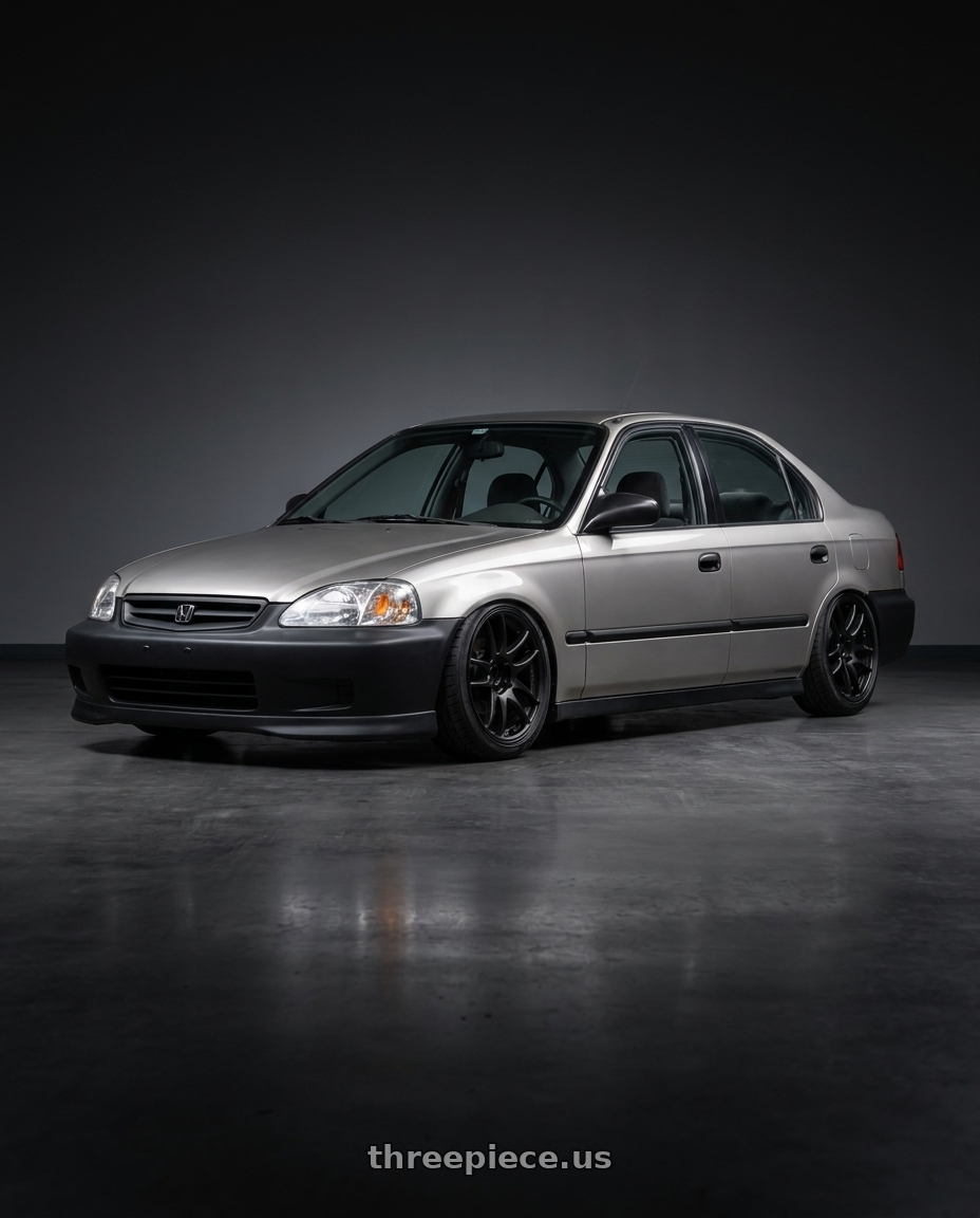 2000 honda civic sedan dx with Work Emotion Cr Kiwami 4x100 16x6.5 +42 Matte Black wheels