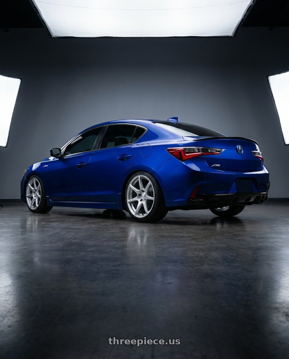 2021 Acura ilx a spec with Kansei K11S Tandem 5x114.3 18x9 35 Hyper Silver wheels rear three quarter view square tires