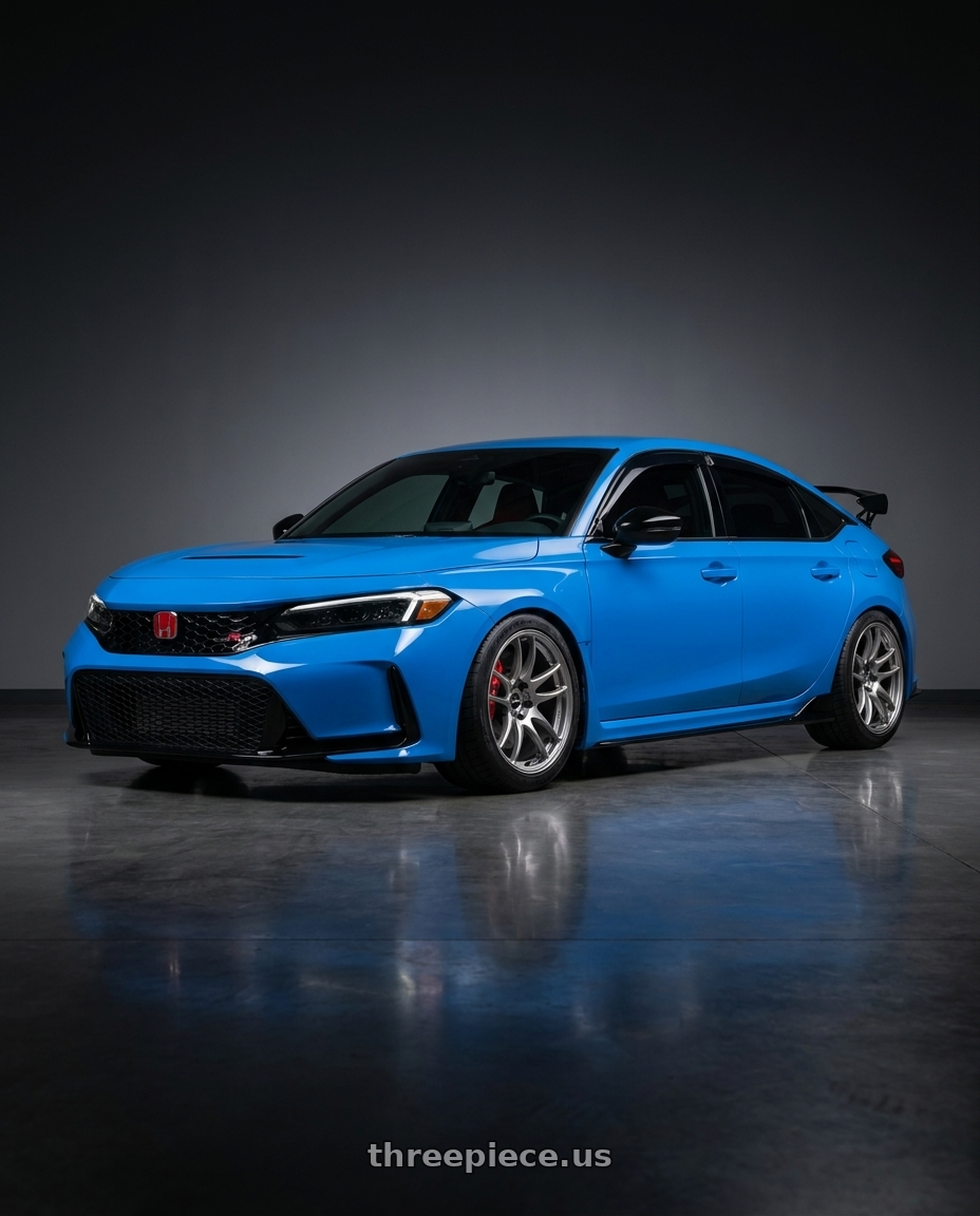 2024 Honda Civic Type R with Work Emotion Cr Kiwami 5x120 18x9.5 +38 Gt Silver wheels