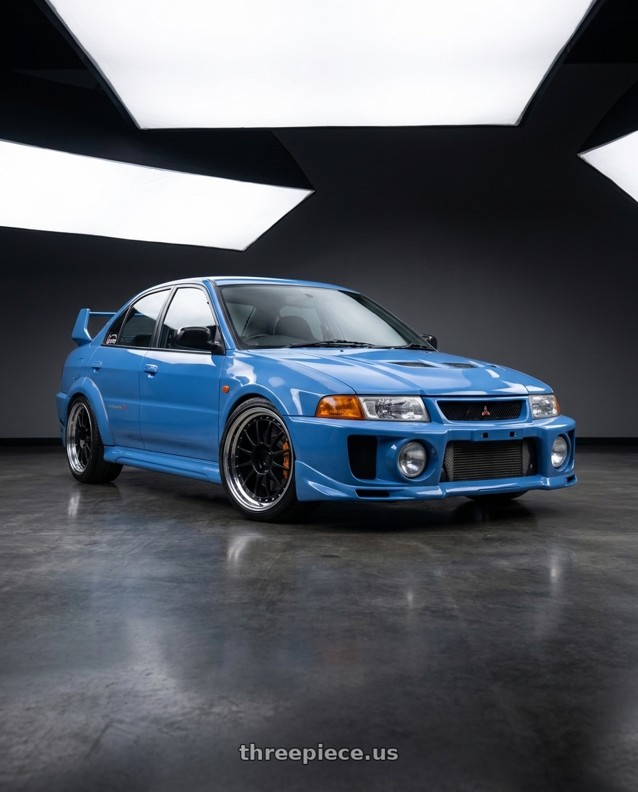 1999 Mitsubishi lancer Evolution 5 with SSR Professor TF1 5x114.3 19X10.5+0 HP Disk Flat Black wheels