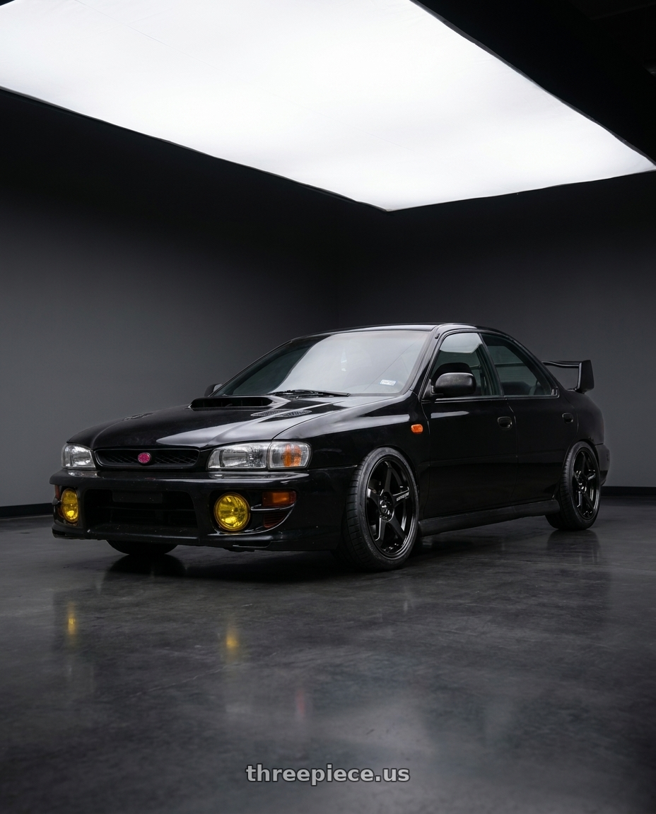 1998 Subaru Impreza GC8 with Motegi MR159 BATTLE V 5X100 17x8.5 +30 BLACKBIRD METALLIC wheels