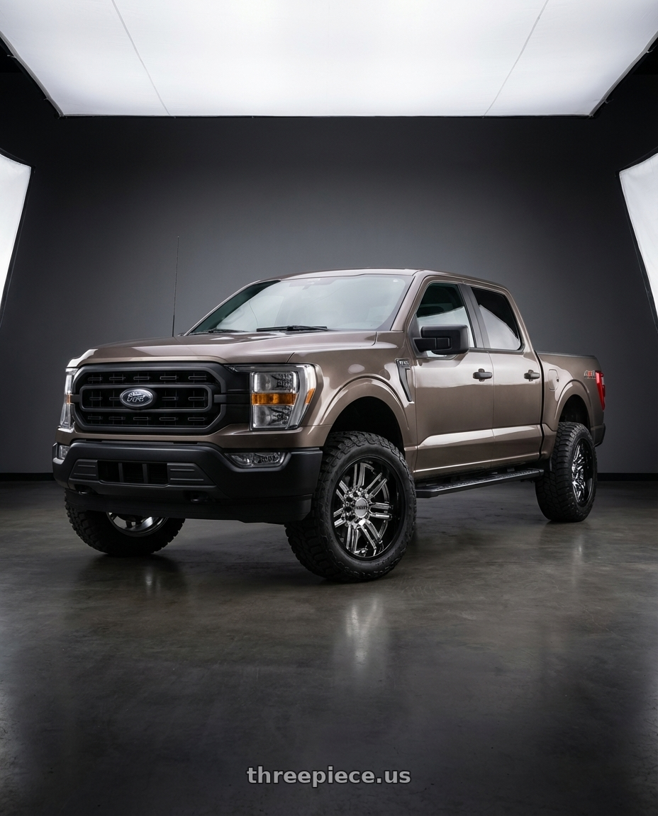 2019 Ford F-150 with Moto Metal MO202 6X135 20X10 -18 CHROME CENTER GLOSS BLACK MILLED LIP wheels