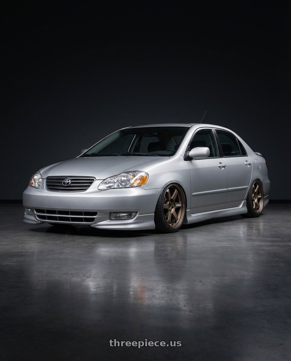 2006 Toyota Corolla S  with Volk Racing TE37 Ultra M Spec 5x112 19x9.5+23 19x10.5+35 Bronze Almite Toyota Supra MK5 Spec wheels