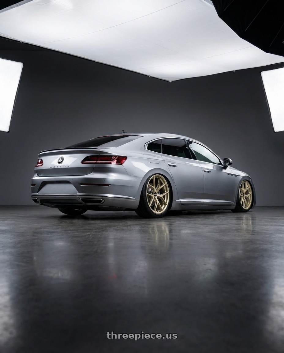 2020 Vw arteon r with BBS FI-R Evo 5x112 19x9.5+15 White Gold wheels rear three quarter view slight stretch tires