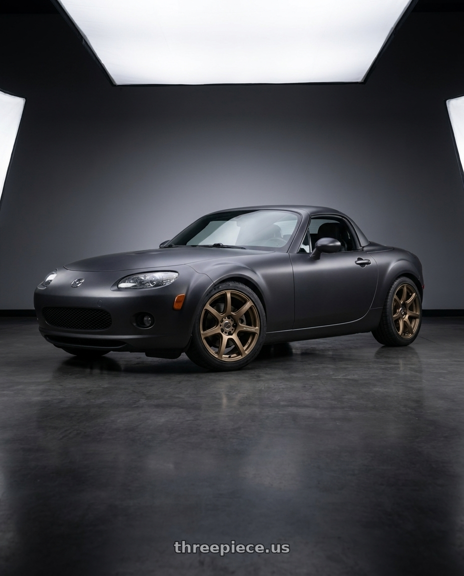 2007 Mazda Miata MX-5 with Work Emotion T7r 5x114.3 18x7.5 +47 Matte Bronze wheels