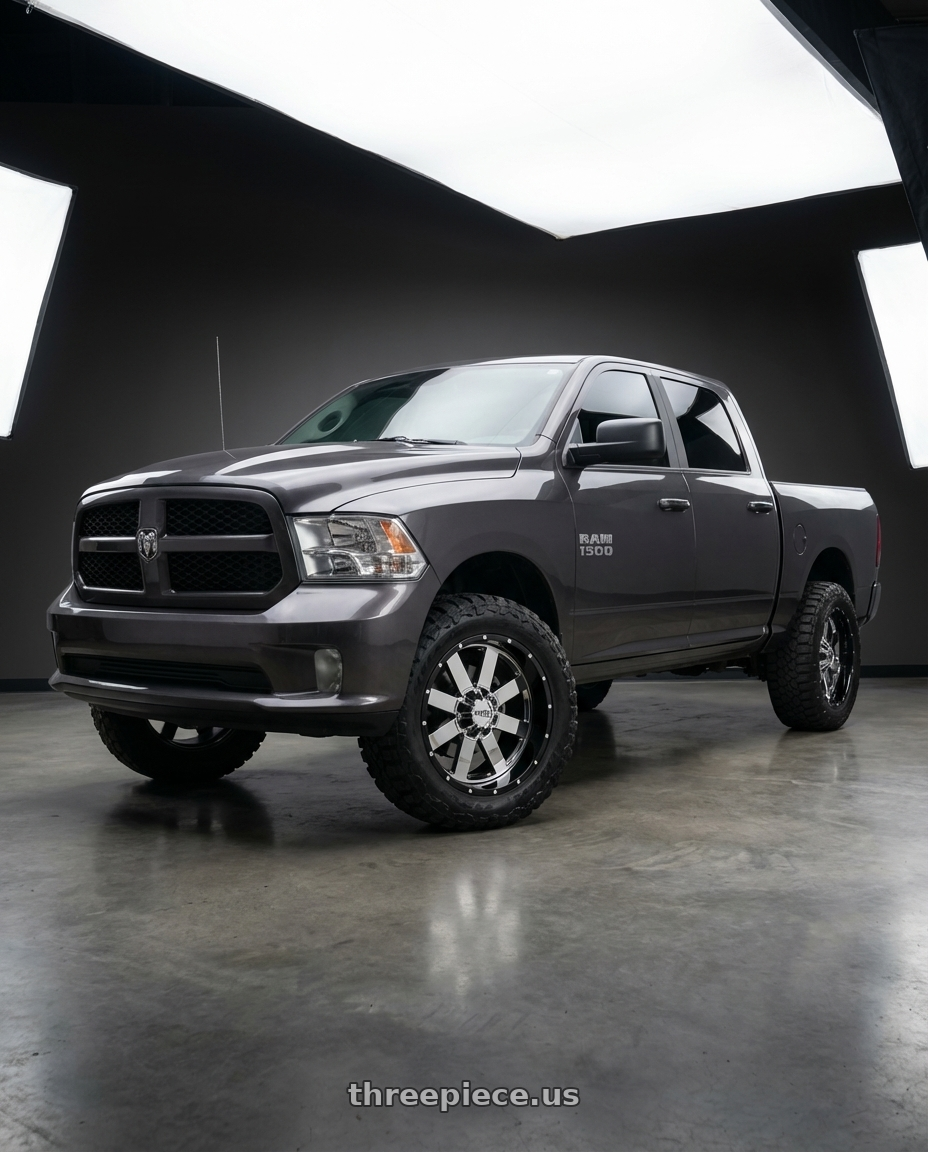 2024 Ram 1500 with Moto Metal MO200 6X139.7 22X10 -18 CHROME CENTER GLOSS BLACK MILLED LIP wheels