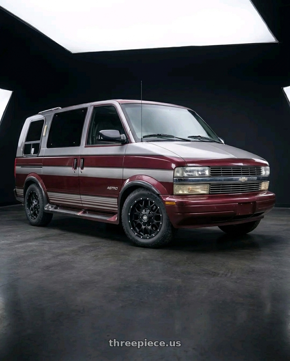 1996 chevy ASTRO van with Mayhem Warrior 8015 8x165.1/8x170 17x9+18 Matte Black wheels