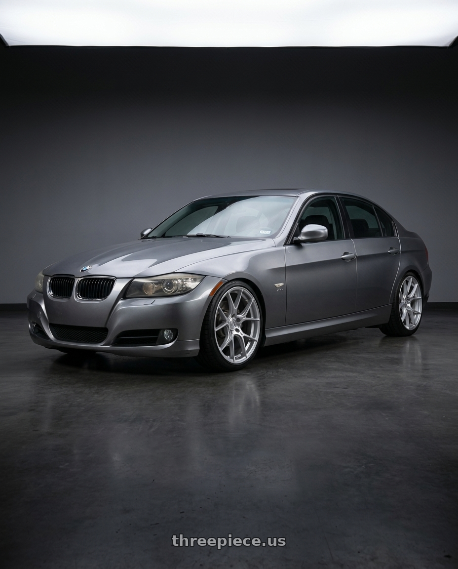 2011 bmw 328xi with Aodhan AH-11 5x120 18x9.5+35 Gloss Silver Machined Face wheels