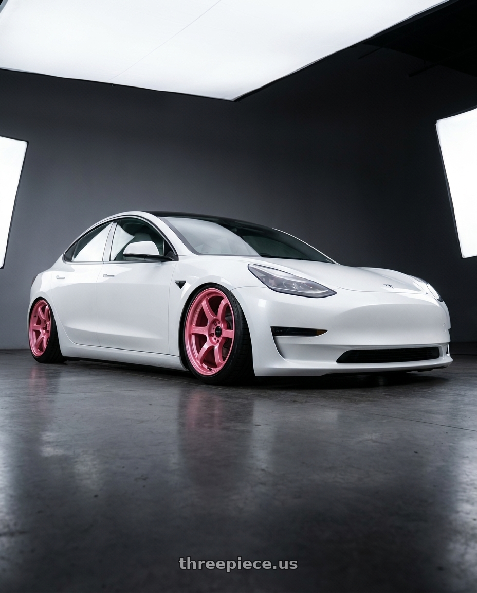 2021 tesla model 3 sr with Gram Lights 57DR LIMITED 5x114.3 18x8.5+37 Sakura Pink wheels