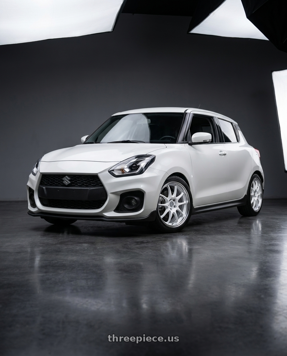 2019 Suzuki Swift sport 白色 with Enkei PF01SS 5x114.3 17x9+48 White with machined lip wheels