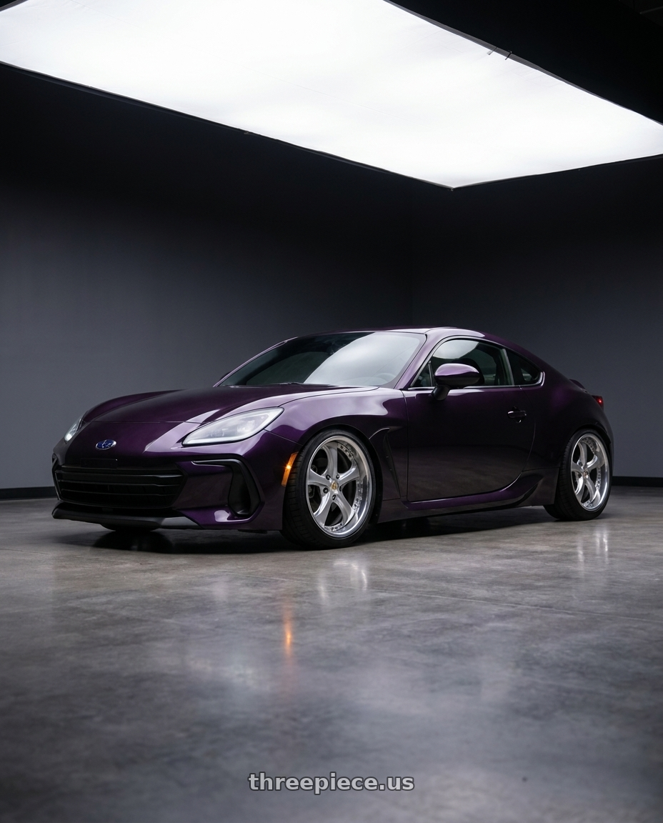 2023 Subaru BRZ with Work Wheels VS-KF 5x100 18x9.5+35 Light Grey Silver L Disk FULL REVERSE wheels