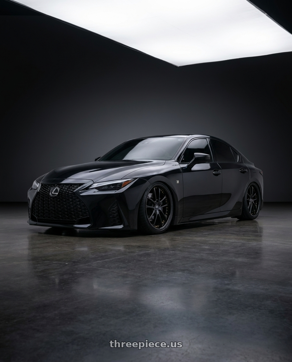 2025 lexus is350 f sport with Vors AR5 5x114.3 17x8 +35 All Black Gold Rivet wheels