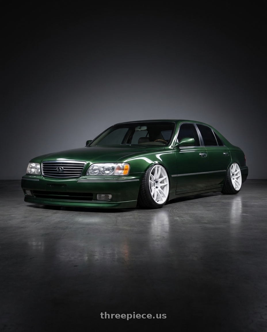 2000 Infiniti Q45 with Work Emotion Cr Kiwami 5x100 18x9.5 +0 White wheels