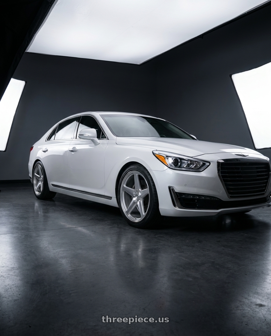 2018 genesis g90 ultimate with DOLCE PERFORMANCE STELLA 5x114.3 19x8.5 +35 Gloss Silver wheels