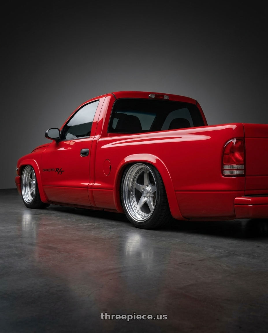 1999 dodge dakota RT single with CCW SA50 6x114.3 17x9 +40 Polished wheels rear three quarter view square tires
