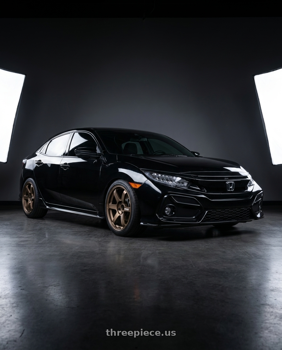 2021 Honda Civic with Volk Racing TE37 Saga S-Plus 5x114.3 18x8.5+50 Bronze wheels