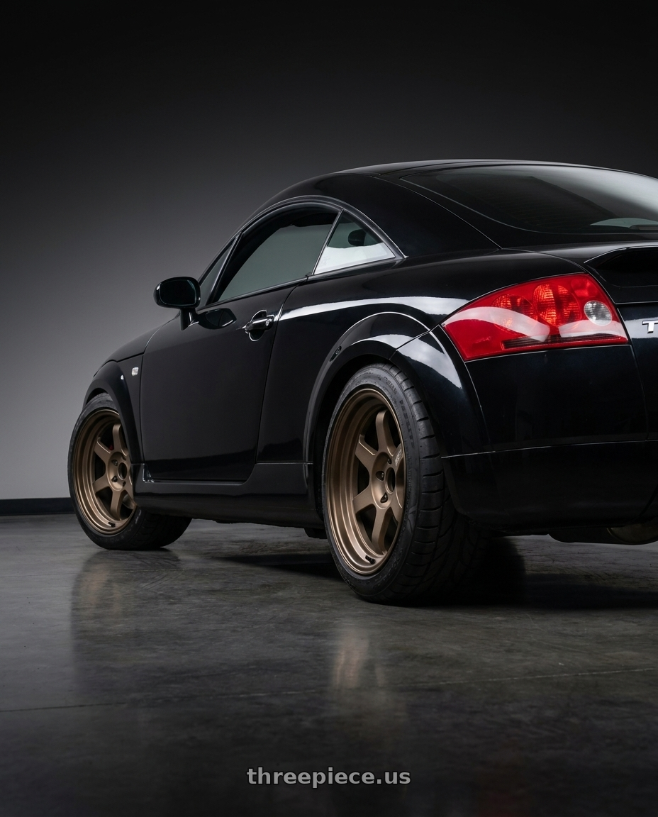 2003 Audi TT Quattro with Volk Racing TE37V 4x100 17x8.5+30 wheels rear three quarter view meaty tires