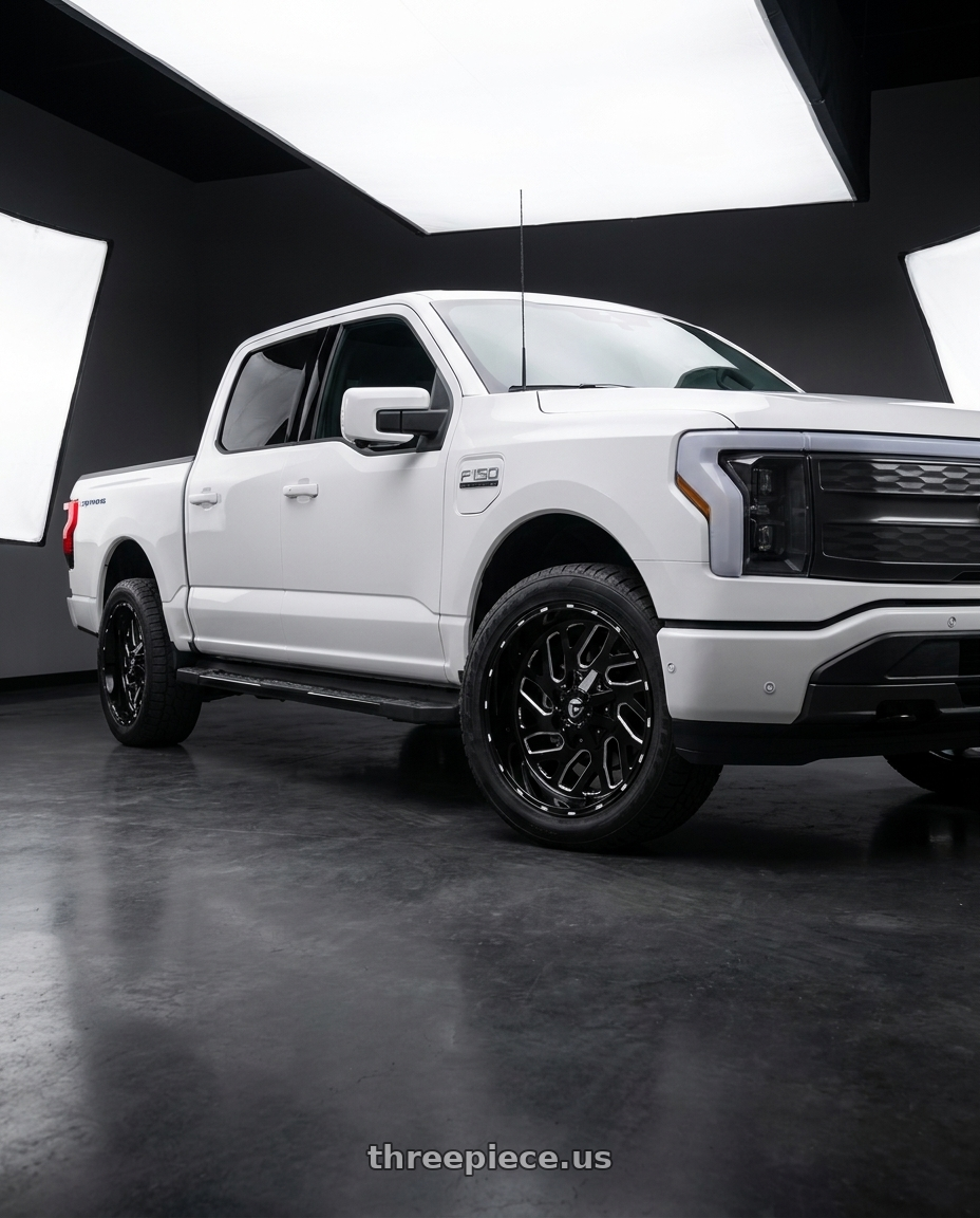 2022 Ford F150 Lightning with Fuel 1PC D581 TRITON 6X135/6X139.7 22X9.5 +19 GLOSS BLACK MILLED wheels