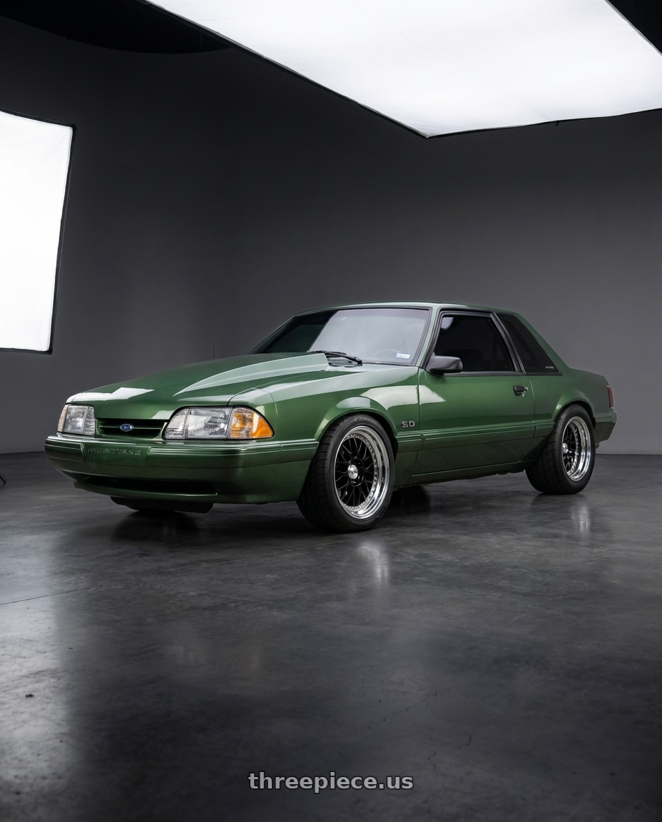 1990 ford mustang with Work Meister M1 3p 4x100 16x10.5+11 O Disk Black wheels