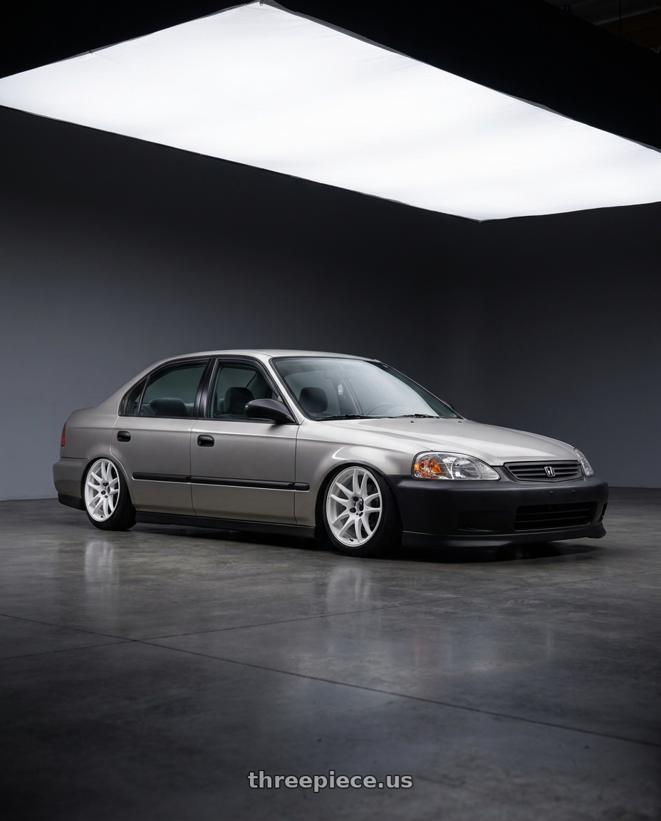 2000 honda civic Dx sedan with Work Emotion Cr Kiwami 4x100 16x6.5 +42 White wheels