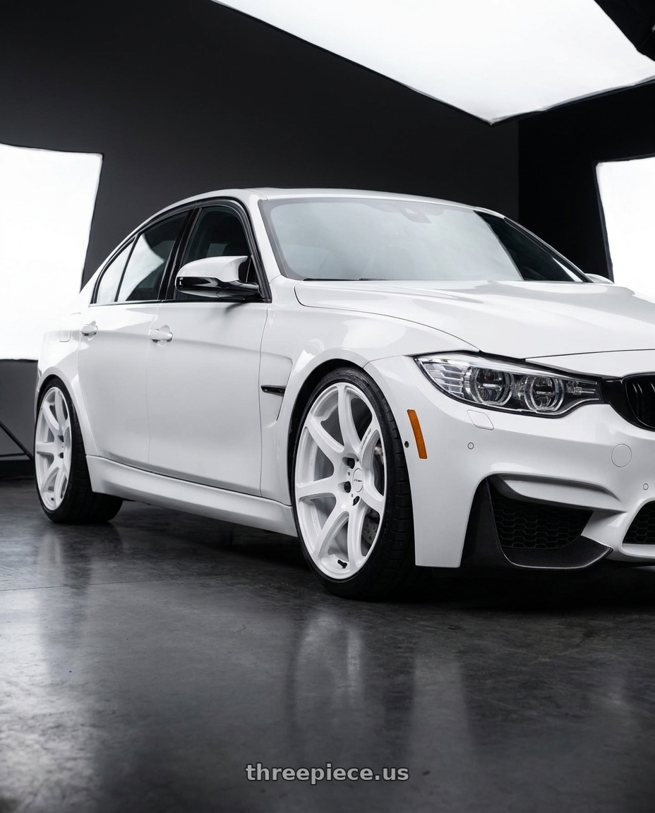 2018 bmw M3 Alpine white with Work Emotion T7R wheels